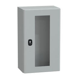 1 pcs - Schneider Electric Spacial S3D Series Grey Steel General Purpose Enclosure, IP66, IK08, Transparent Lid, 500 x 300 x