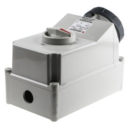 1 pcs - MENNEKES Switchable IP67 Industrial Interlock Socket 3P+E, Earthing Position 6h, 63A, 400 V
