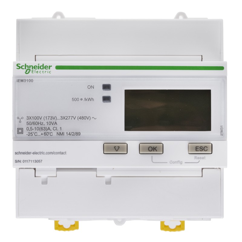 1 pcs - Schneider Electric 3 Phase LCD Energy Meter, Type