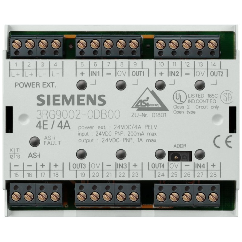 1 pcs - Siemens 3RG Series Input/Output Module, 4 Inputs, 4 Outputs, 24 V