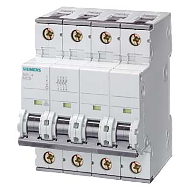 1 pcs - Siemens Sentron 5SY4 MCB, 4P, 40A Curve C, 400V AC, 10 kA Breaking Capacity