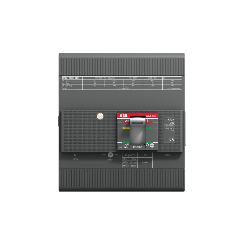 1 pcs - ABB, SACE Tmax XT MCCB Molded Case Circuit Breaker 4P 200A, Fixed Mount