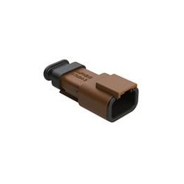 1 pcs : ATM04-3P-SR01BN - Automotive Connectors 3 Position, Receptacle, Pin, Strain Relief End Cap, Brown Body