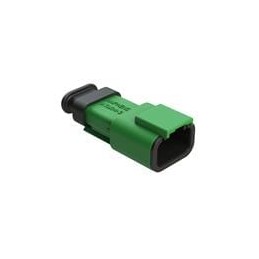 1 pcs : ATM04-3P-SR01GN - Automotive Connectors 3 Position, Receptacle, Pin, Strain Relief End Cap, Green Body