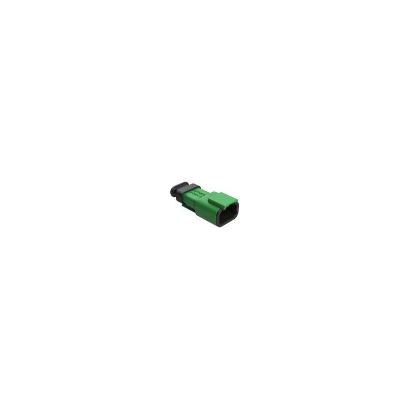 1 pcs : ATM04-3P-SR01GN - Automotive Connectors 3 Position, Receptacle, Pin, Strain Relief End Cap, Green Body