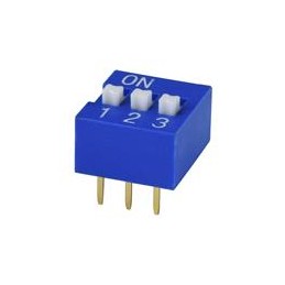 1 pcs : DS01-254-S-03BE - DIP Switches/SIP Switches DIP Switch, SPST, 2.54 pitch, raised actuator, flat bottom, Short pin, 3 pos
