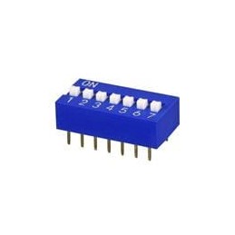1 pcs : DS01C-254-L-07BE - DIP Switches/SIP Switches DIP Switch, SPST, 2.54 pitch, raised actuator, covex bottom, long pin, 7 po