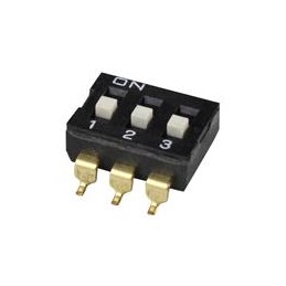 1 pcs : DS04-254-1-03BK-SMT - DIP Switches/SIP Switches DIP Switch, SPST, 2.54 pitch, Raised actuator, SMT, 3 position, Black
