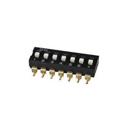 1 pcs : DS04-254-2-07BK-SMT - DIP Switches/SIP Switches DIP Switch, SPST, 2.54 pitch, flat actuator, SMT, 7 position, Black