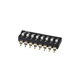 1 pcs : DS04-254-2-08BK-SMT - DIP Switches/SIP Switches DIP Switch, SPST, 2.54 pitch, flat actuator, SMT, 8 position, Black
