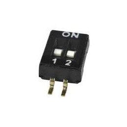 1 pcs : DS05-127-2-02BK-SMT-TR - DIP Switches/SIP Switches DIP Switch, SPST, 1.27 pitch, flat actuator, SMT, Tape and reel, 2 po