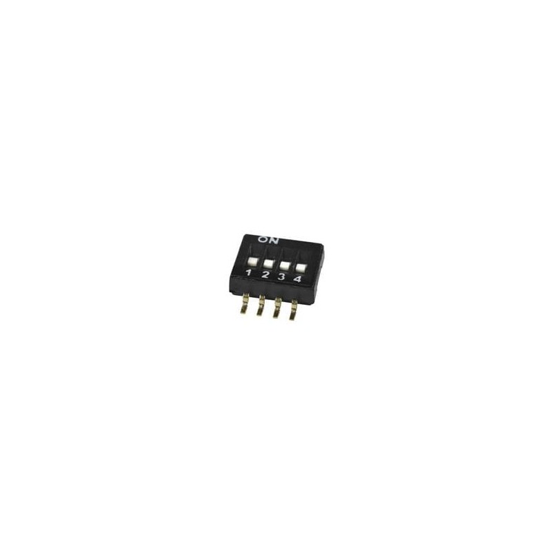 1 pcs : DS05-127-2-04BK-SMT-TR - DIP Switches/SIP Switches DIP Switch, SPST, 1.27 pitch, flat actuator, SMT, Tape and reel, 4 po