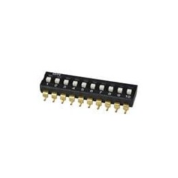 1 pcs : DS04-254-1-10BK-SMT - DIP Switches/SIP Switches DIP Switch, SPST, 2.54 pitch, Raised actuator, SMT, 10 position, Black