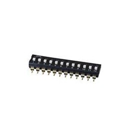 1 pcs : DS04-254-1-12BK-SMT - DIP Switches/SIP Switches DIP Switch, SPST, 2.54 pitch, Raised actuator, SMT, 12 position, Black