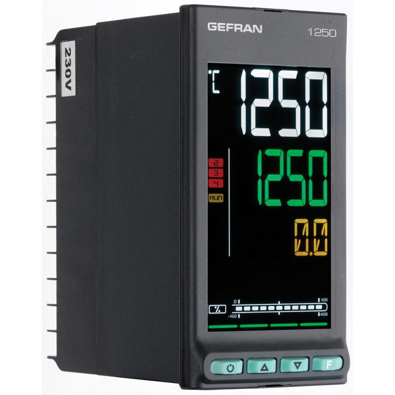 1 pcs - Gefran 1250 PID Temperature Controller, 48 x 96mm, 2 Output Relay, 100 - 240 V ac Supply Voltage