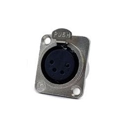 1 pcs : IO-XLR4-F-JL - XLR Connectors 4-Pin XLR Chassis Connector, Female, Nickel Housing/Silver Contact, Solder Cup