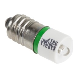 1 pcs - RS PRO Green LED Indicator Lamp, 230V ac, E10 Base, 10mm Diameter, 345mcd