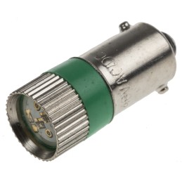 1 pcs - RS PRO Green LED Indicator Lamp, 48V ac/dc, BA9s Base, 10mm Diameter, 70/70mcd