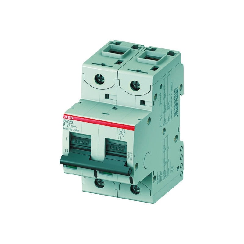 1 pcs - ABB High Performance S800S MCB, 2P, 63A Curve C, 400V AC, 250V DC, 50 kA Breaking Capacity