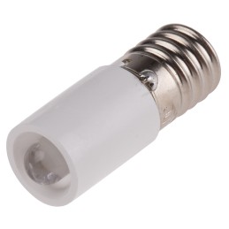 1 pcs - RS PRO White LED Indicator Lamp, 24V ac/dc, E10 Base, 10mm Diameter, 2070mcd