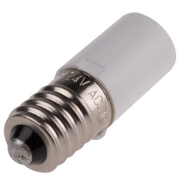 1 pcs - RS PRO White LED Indicator Lamp, 24V ac/dc, E10 Base, 10mm Diameter, 2070mcd