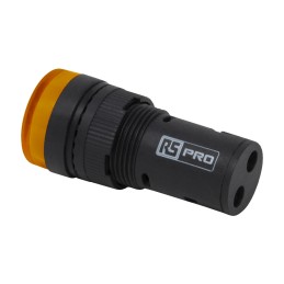 1 pcs - RS PRO, Panel Mount Yellow LED Pilot Light, 16mm Cutout, IP40, Round, 230V ac