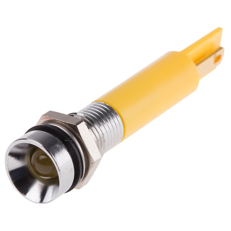 1 pcs - RS PRO Yellow Panel Mount Indicator, 230V ac, 8mm Mounting Hole Size
