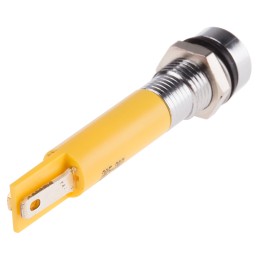 1 pcs - RS PRO Yellow Panel Mount Indicator, 230V ac, 8mm Mounting Hole Size