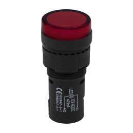 1 pcs - RS PRO, Panel Mount Red LED Pilot Light, 16mm Cutout, IP40, Round, 12V ac/dc