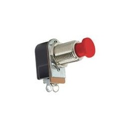 1 pcs : P27L-RD - Pushbutton Switches 1-pole, ON - (OFF), 3A/6A/ 3/4A 250VAC/125VAC/125VAC not HP rated, Non-Illuminated Red Pus