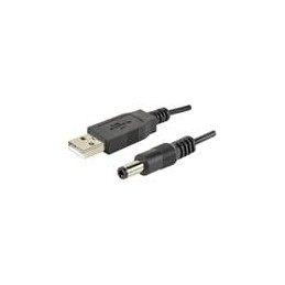 1 pcs : CBL-UA-P6-1 - USB Cables / IEEE 1394 Cables USB Cable, Type A Plug to Dc Barrel Plug 2.5 x 5.5 mm, USB 2.0, 28 AWG, 1 m,