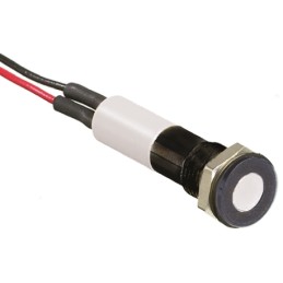 1 pcs - RS PRO White Panel Mount Indicator, 24V dc, 8mm Mounting Hole Size, Lead Wires Termination, IP67
