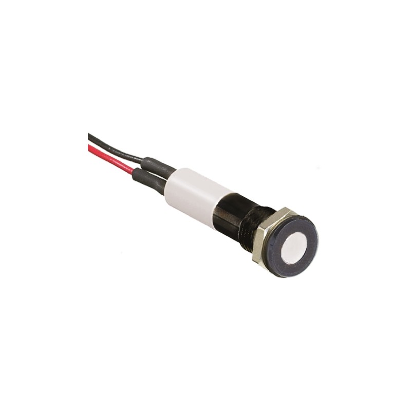 1 pcs - RS PRO White Panel Mount Indicator, 24V dc, 8mm Mounting Hole Size, Lead Wires Termination, IP67
