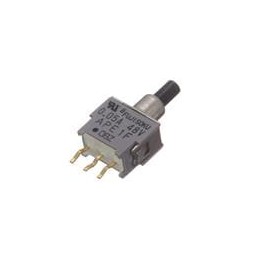 1 pcs : APE1F-2M-10-Z - Pushbutton Switches SPDT, ON-(ON), pushbutton, smooth bushing, straight PC terminals, 50mA @ 60V AC/DC