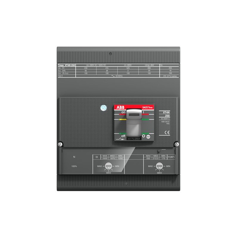 1 pcs - ABB, XT4L MCCB 4P 200A, Fixed Mount