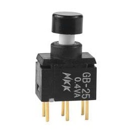 1 pcs : GB25AP-XA - Pushbutton Switches DPDT ON-(ON) BLK CAP STRAIGHT PC
