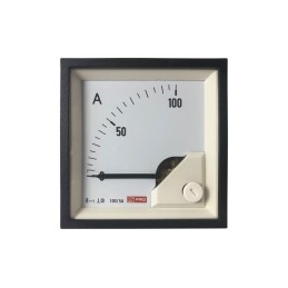 1 pcs - RS PRO Analogue Panel Ammeter 100 (Scle) A, 100/5 (CT) A, 5 (Input) A AC, 68mm x 68mm, 1 % Moving Iron