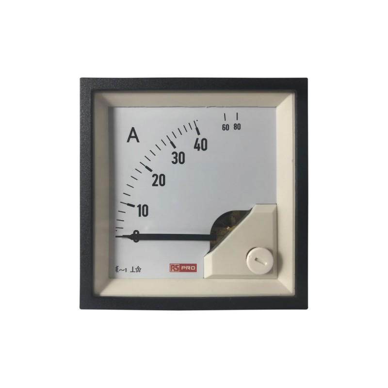 1 pcs - RS PRO Analogue Panel Ammeter 80 (Input)A AC, 68mm x 68mm, 1 % Moving Iron