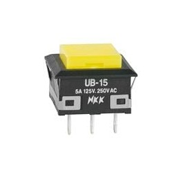 1 pcs : UB15KKW01N-E - Pushbutton Switches SPDT ON-(ON) YELLOW