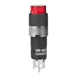 1 pcs : HB16CKW01-5C-CB - Pushbutton Switches SPDT ON-ON RND RED LED/RED-WHT CAP