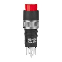 1 pcs : HB15CKW01-C - Pushbutton Switches ON-(ON) RND SLDR LUG RED CAP
