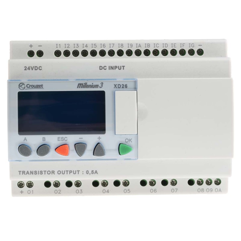 1 pcs - Crouzet Millenium 3 Series Logic Module, 24 V dc Supply, Solid State Output, 16-Input, Digital Input