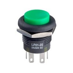 1 pcs : LP0125CCKW01F - Pushbutton Switches DPDT ON-(ON) 3A GRN BUSHING MOUNT