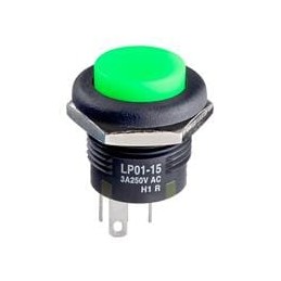 1 pcs : LP0115CCKW015FB - Pushbutton Switches SPDT ON-(ON) 3A GRN ILLUM BUSHING MOUNT