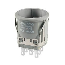 1 pcs : LB25CGW01 - Pushbutton Switches DPDT ON-(ON) SW PB No Cap Included