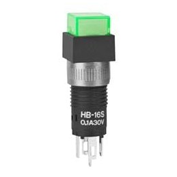 1 pcs : HB16SKW01-5F-FB - Pushbutton Switches SPDT ON-ON SQR GRN
