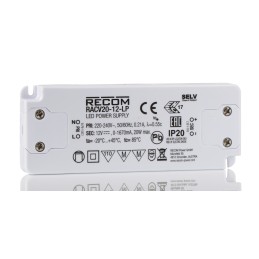 1 pcs - Recom LED Driver, 12V dc Output, 20W Output, 1.67A Output, Constant Voltage
