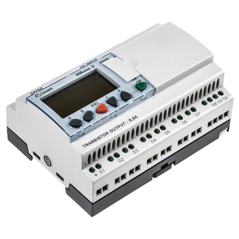 1 pcs - Crouzet Millenium 3 Series Logic Module, 24 V dc Supply, Transistor Output, 16-Input, Analogue, Digital Input