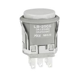 1 pcs : LB25CGW01-H - Pushbutton Switches DPDT ON-(ON) RND GRY