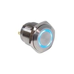 1 pcs : PV6F240SS-341-M15 - Pushbutton Switches Anti-vandal, SPST, Off-(On), Panel Mount, Front, Silver, LED, Blue, IP65